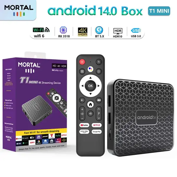 Mortal Smart TV Box T1 Mini Android 14 sa 4K podrškom i Dual WiFi 6
