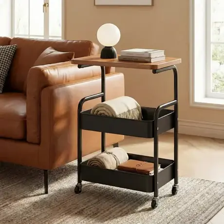 Pokretna polica sa drvenom pločom