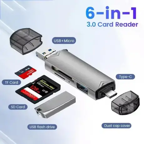 6u1 USB A/Micro/C - flash - micro SD - SD - čitač kartica