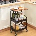 Pokretna polica sa drvenom pločom