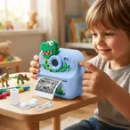 Fotoaparat za decu dinosaurus sa štampačem plavi