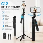 C12 Selfie Štap sa Tripodom 1.8M i Auto Face