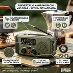 Solarni kamping radio sa ručnim dinamo punjenjem