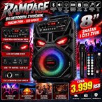 RAMPAGE 8" Bluetooth Zvučnik – Snažan Zvuk i LED Efekti