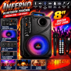 RAMPAGE 8" Bluetooth Zvučnik – Snažan Zvuk i LED Efekti