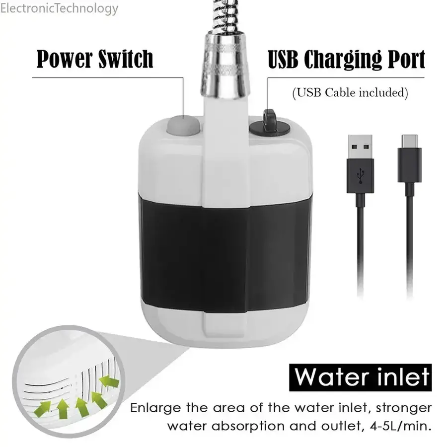 Tus za kupanje na otvorenom USB punjivi tus