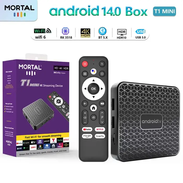 Mortal Smart TV Box T1 Mini Android 14 sa 4K podrškom i Dual WiFi 6