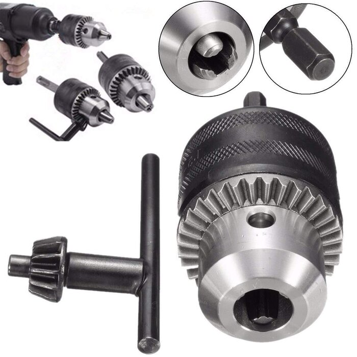 Stezna glava za bušilicu (futer) od 13 mm sa ključem i SDS adapterom. 