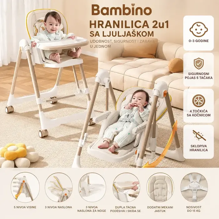 Hranilica za Bebe i Decu sa Ljuljaškom + DALJINSKI