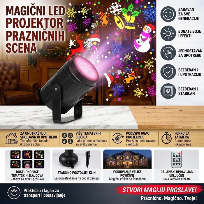 Čarobni praznični LED projektor 