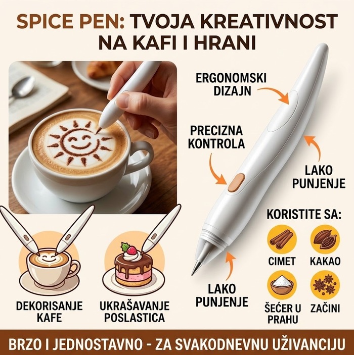 Spice Pen – Električna Olovka za Crtanje i Dekorisanje Kafe
